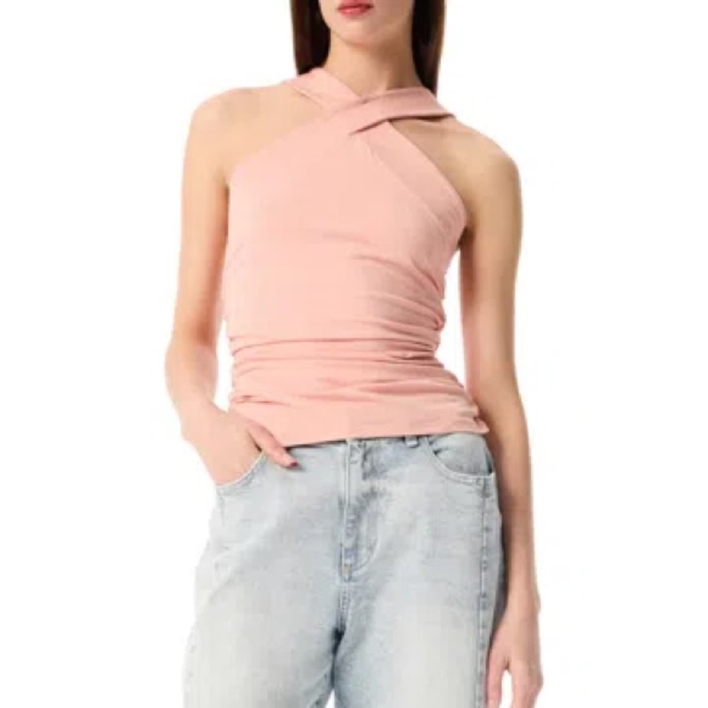 Robert Rodriguez Ondea Shirred Crossover Tank in Mellow Rose (not black)